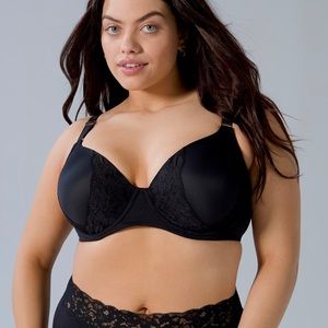 Soma Embraceable Full Coverage Lace Trim‎ Underwire Bra Size 42DD/E Black